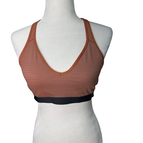 VSX Victorias Secret Sport Bra Large The Player Unlined Racerback Orange Texture - Picture 1 of 5